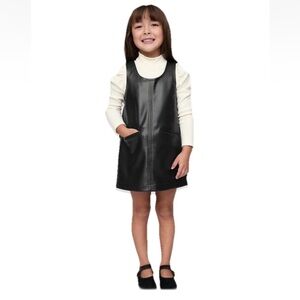 Baby Gap Toddler Girl 18-24m Faux Leather Jumper Dress W Mock Neck Shirt Holiday